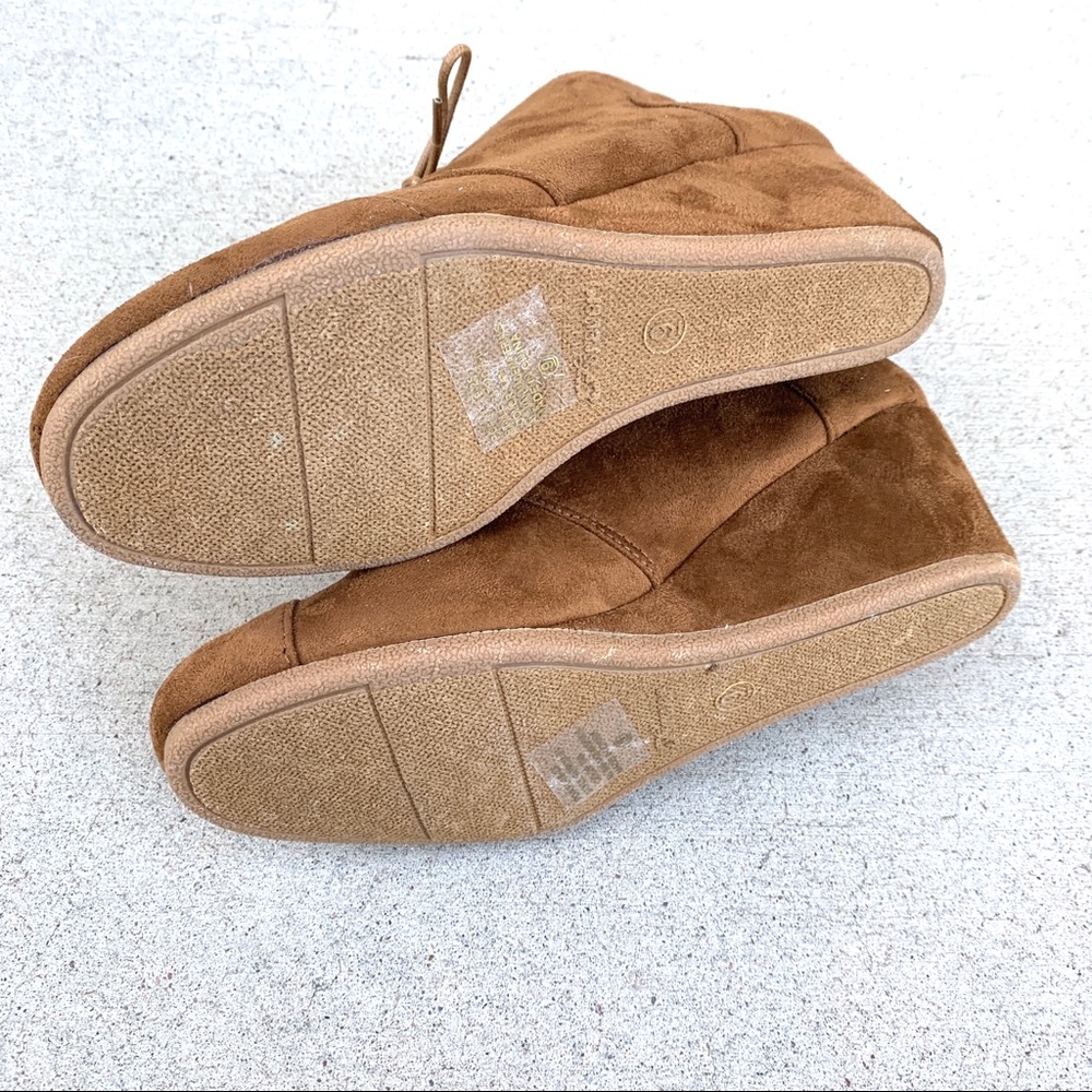 New Vegan Suede Brown Tan Lace Up Wedges Booties - Picture 6 of 8